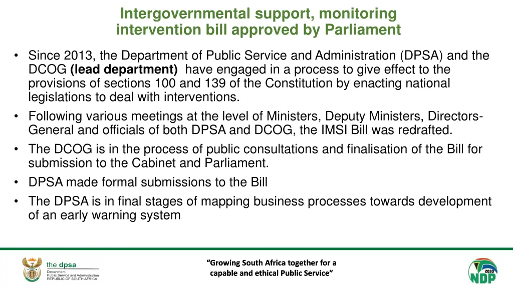 intergovernmental support monitoring intervention