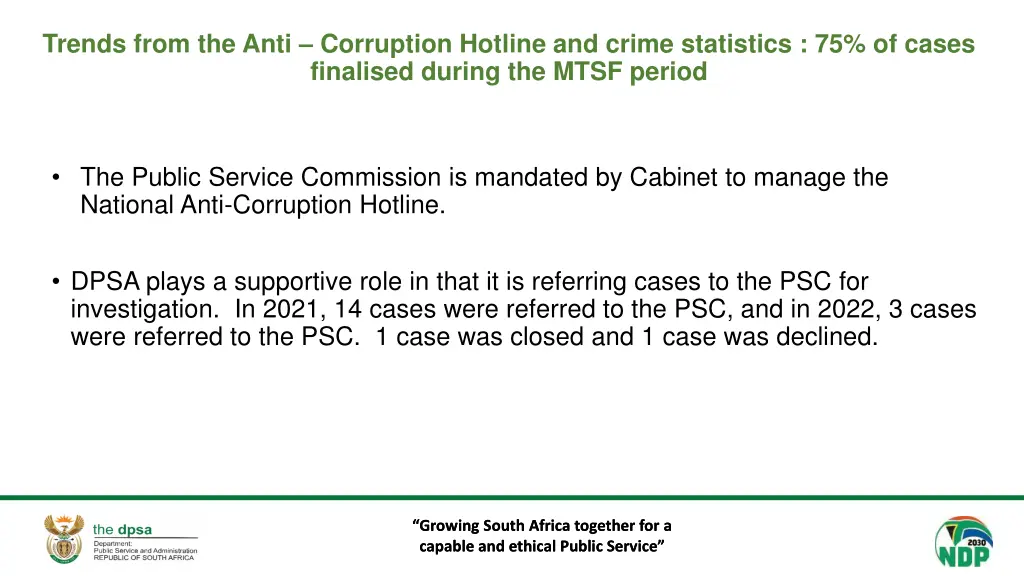 trends from the anti corruption hotline and crime