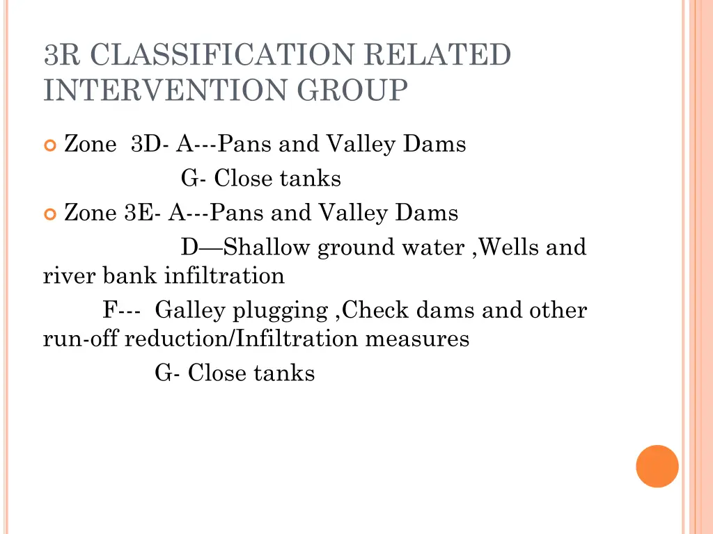 3r classification related intervention group