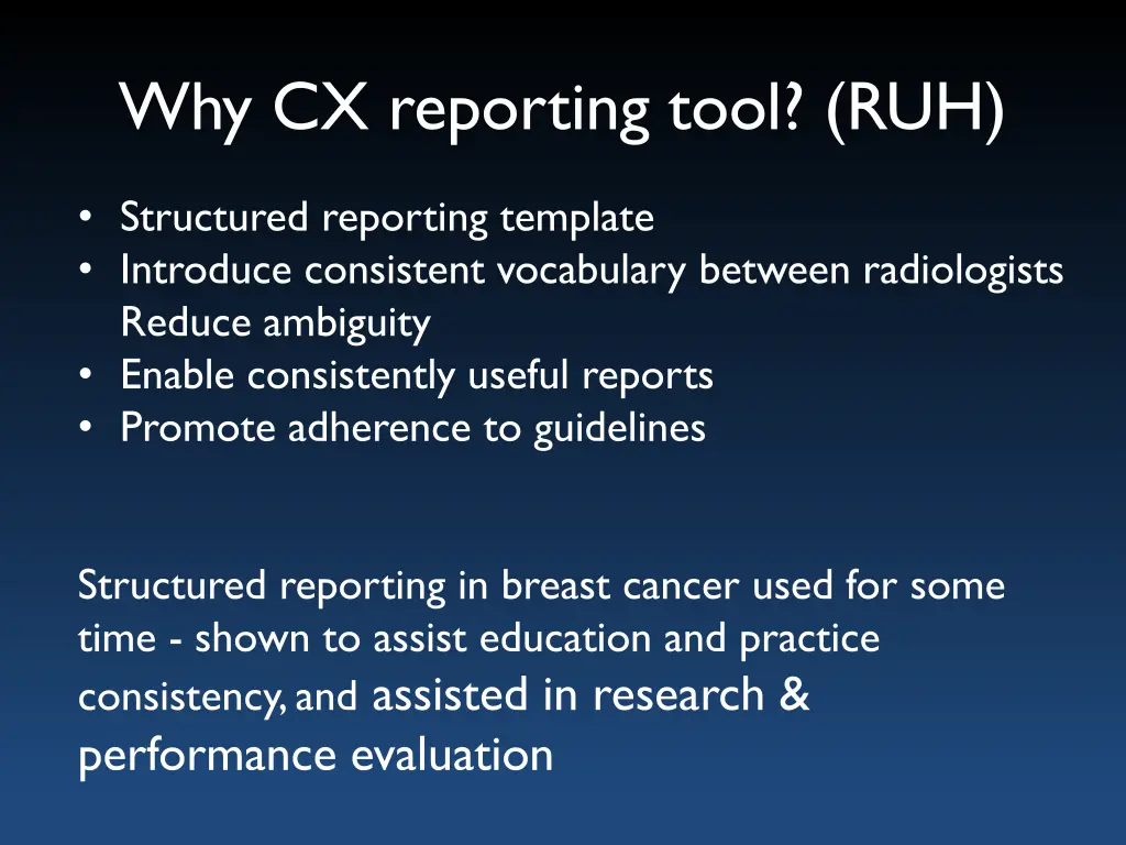 why cx reporting tool ruh