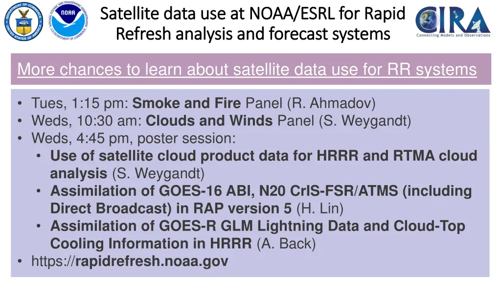 satellite data use at noaa esrl for rapid 4