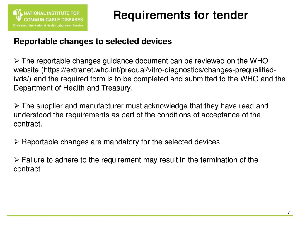 requirements for tender 1