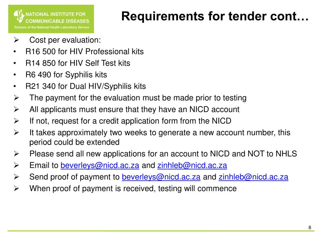 requirements for tender cont