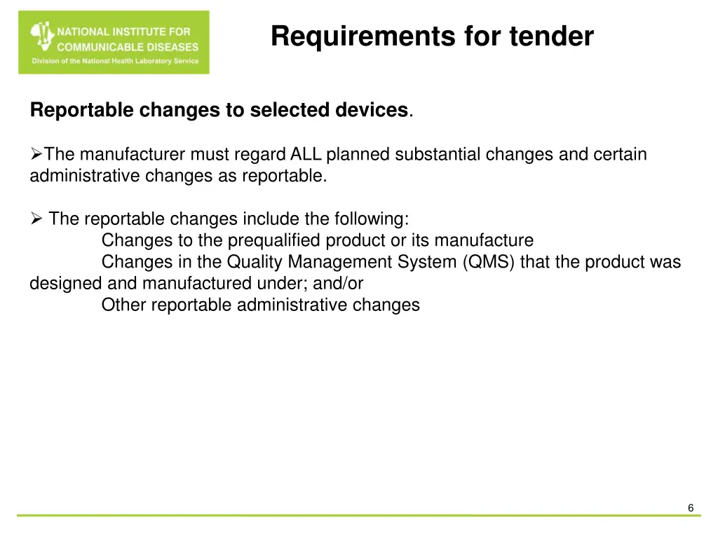 requirements for tender