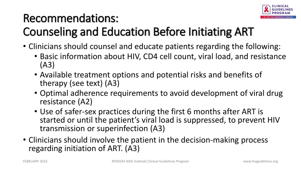 recommendations recommendations counseling