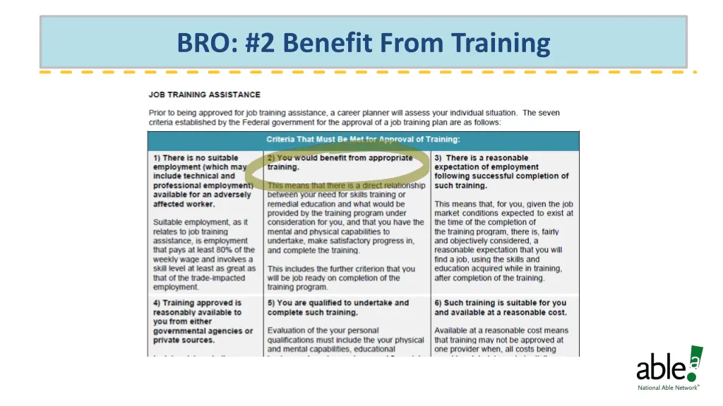 bro 2 benefit from training