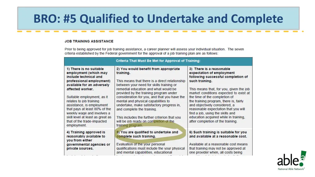 bro 5 qualified to undertake and complete