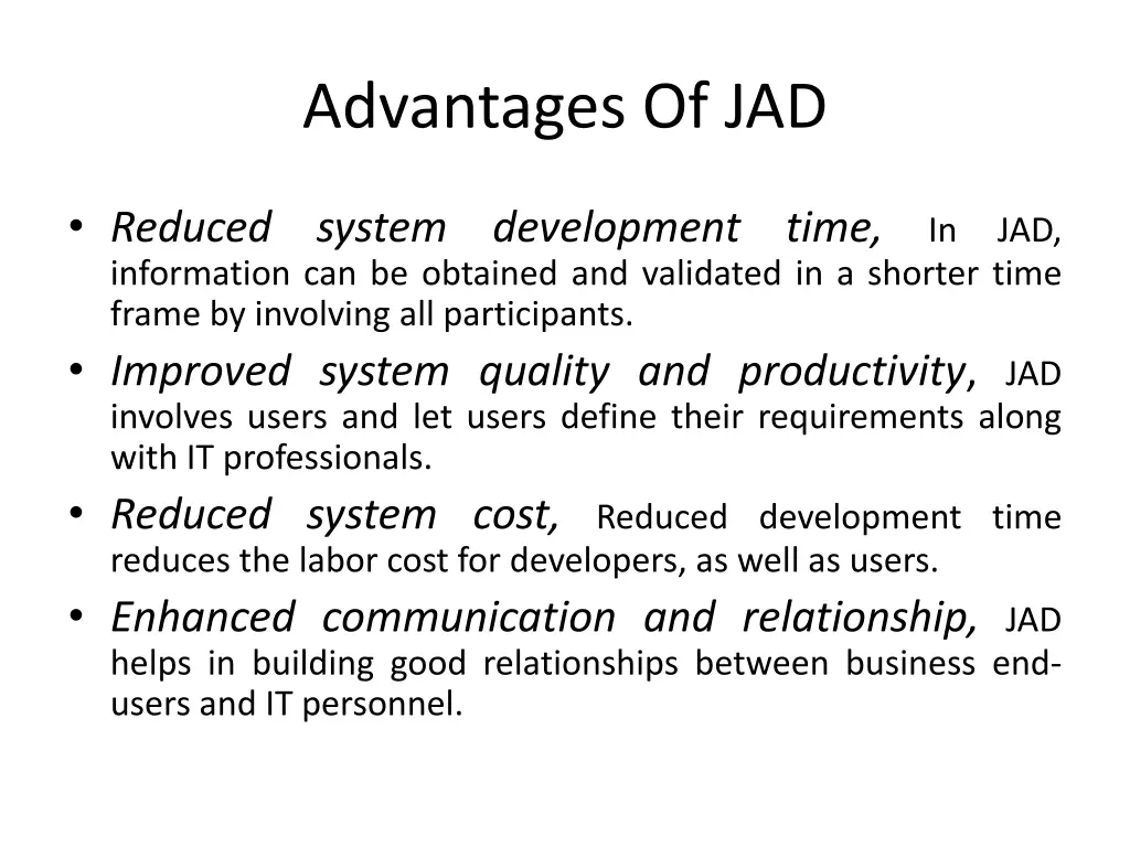 advantages of jad