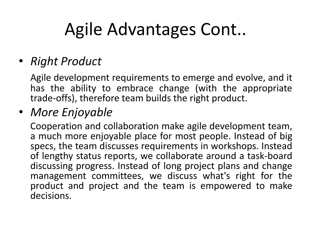 agile advantages cont 2