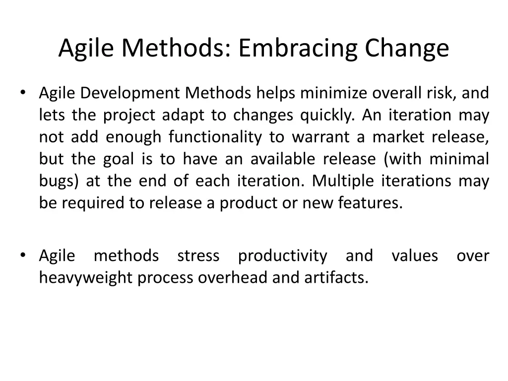 agile methods embracing change