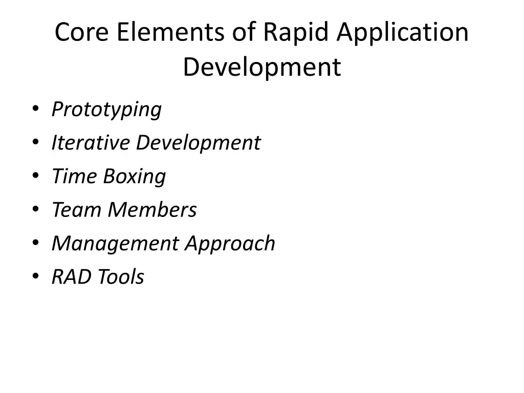 core elements of rapid application development