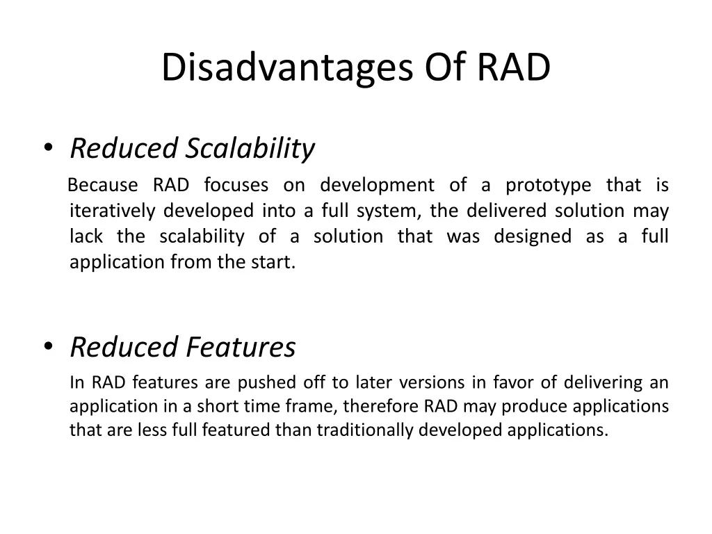 disadvantages of rad