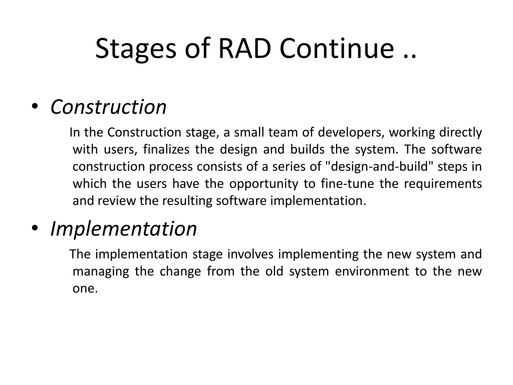 stages of rad continue