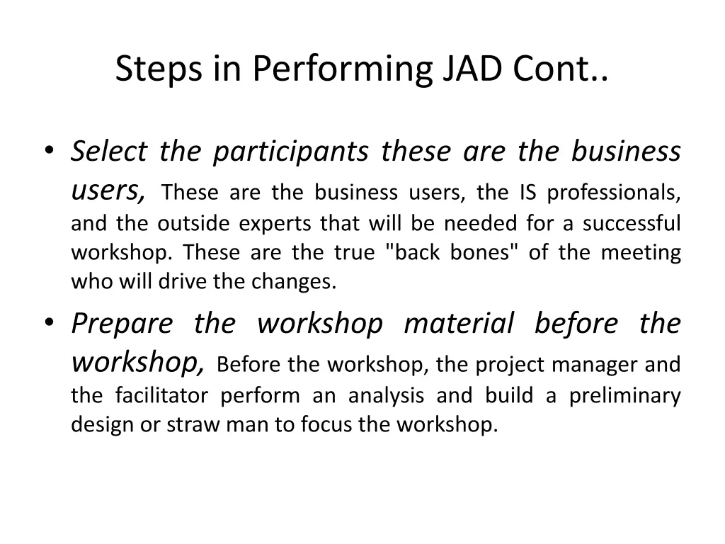 steps in performing jad cont 1