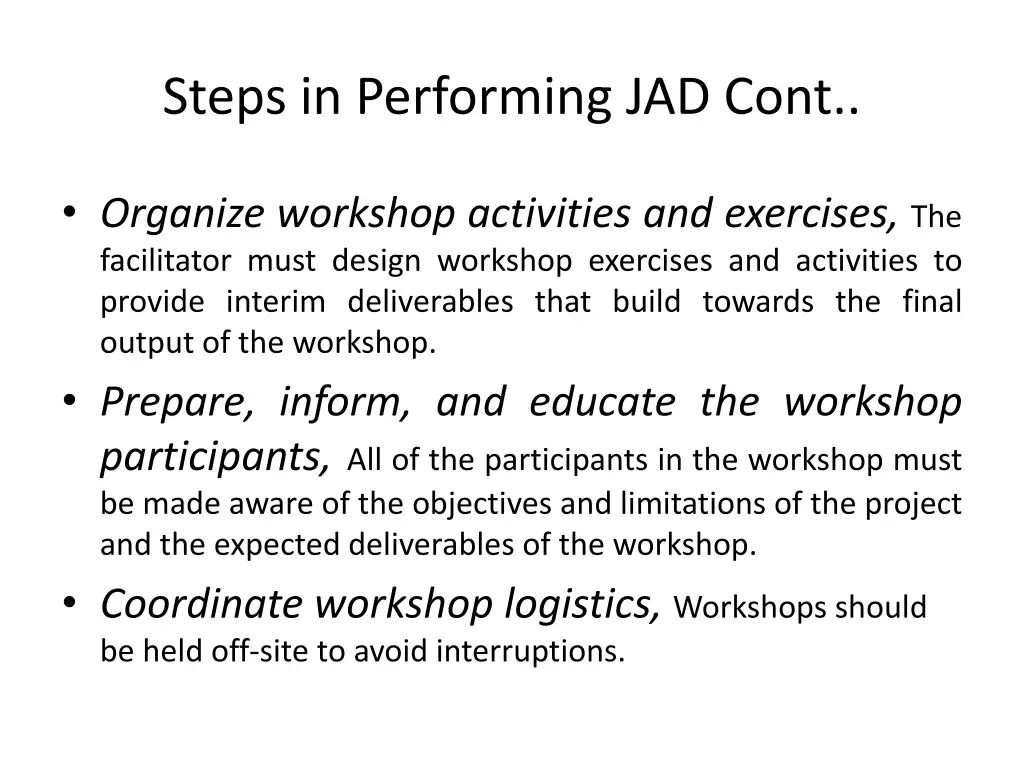 steps in performing jad cont 2