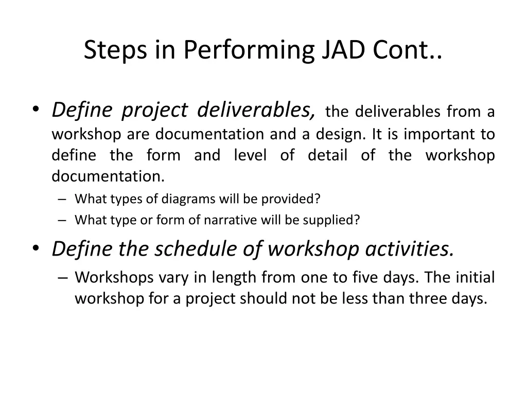 steps in performing jad cont