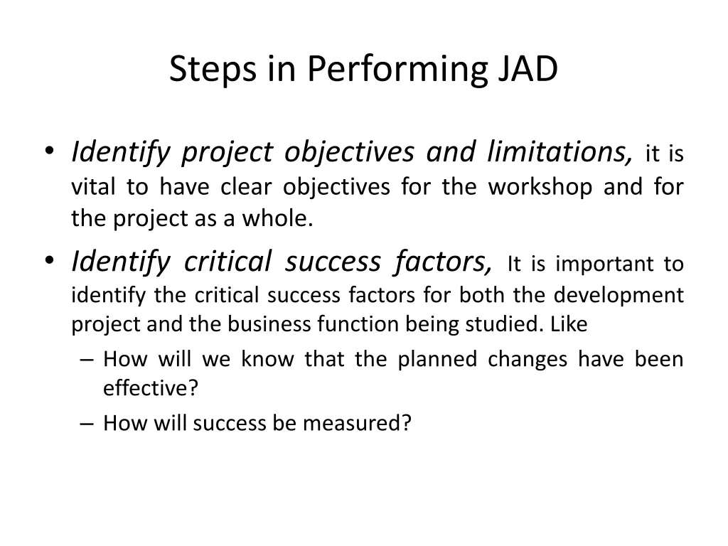 steps in performing jad