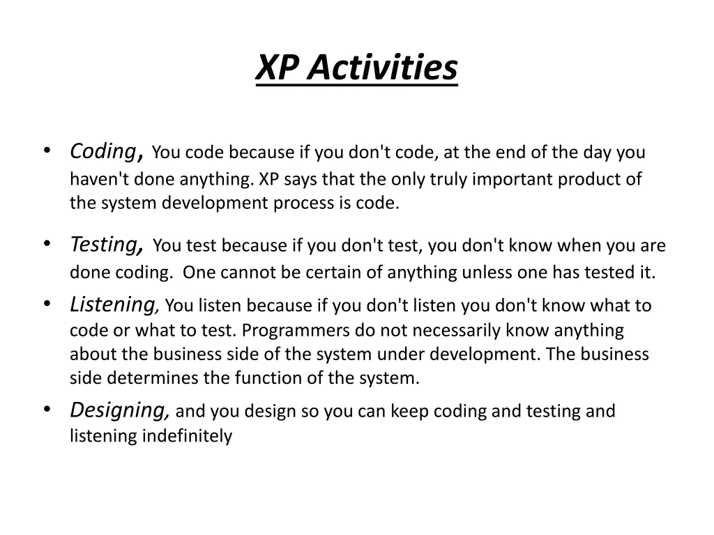 xp activities