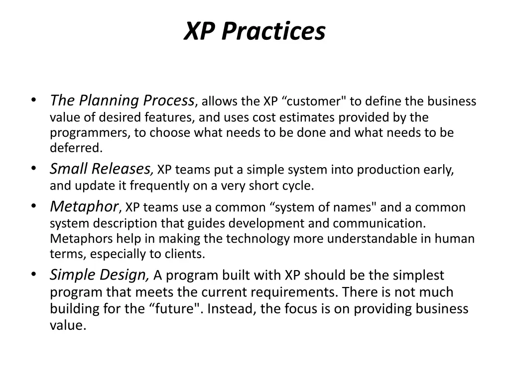 xp practices