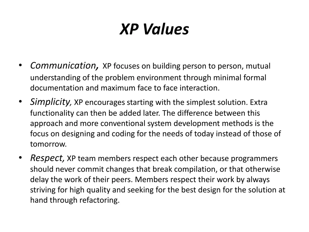 xp values