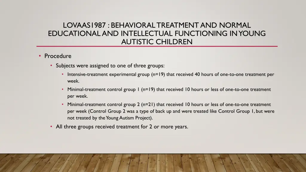 lovaas1987 behavioral treatment and normal