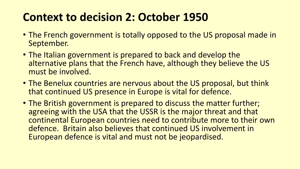 context to decision 2 october 1950