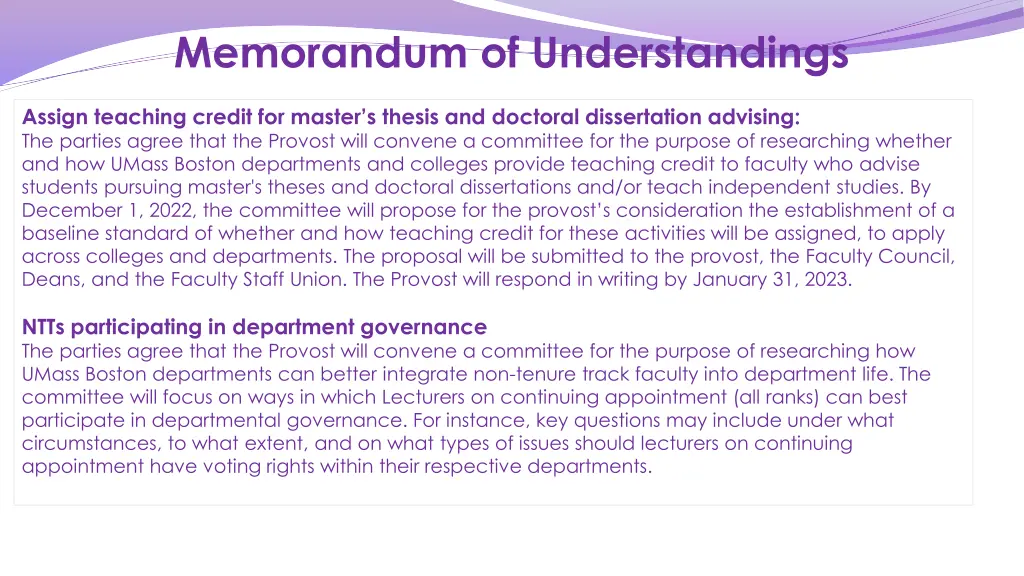 memorandum of understandings