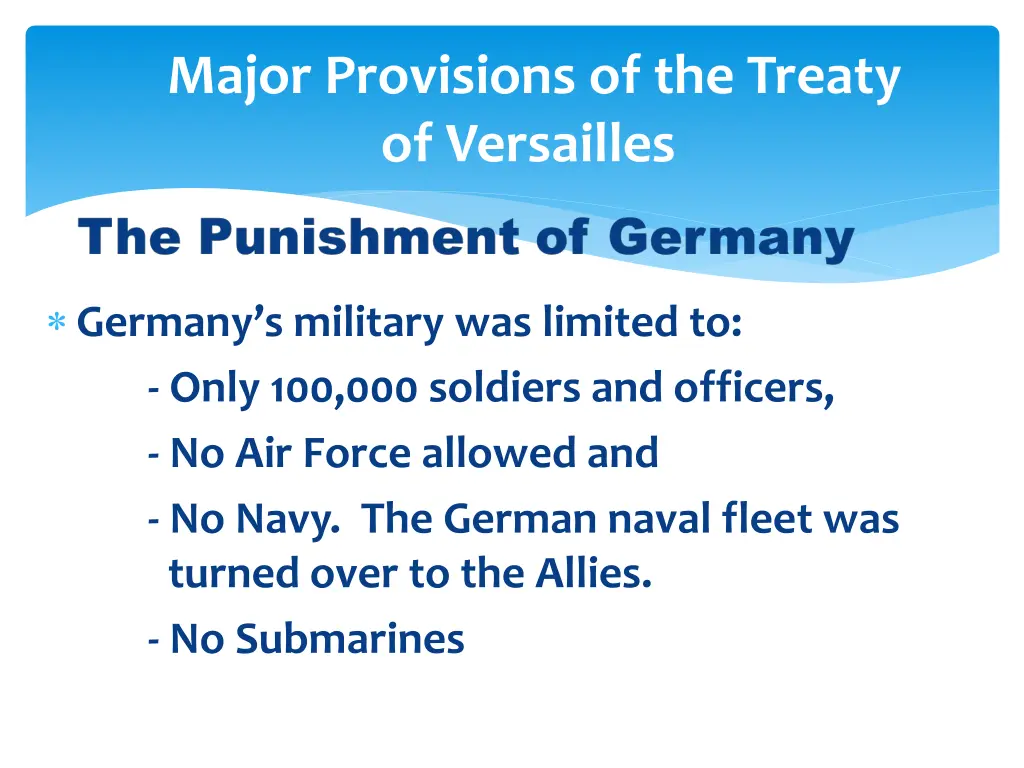 major provisions of the treaty of versailles 1