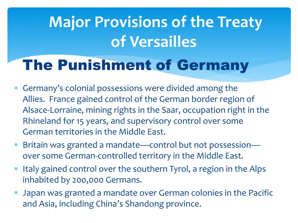 major provisions of the treaty of versailles 2