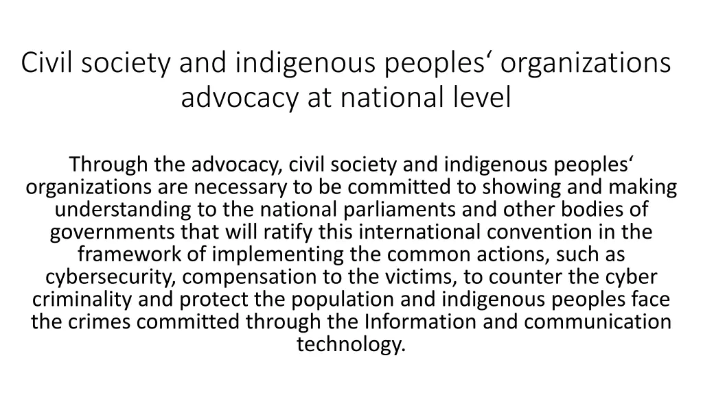 civil society and indigenous peoples