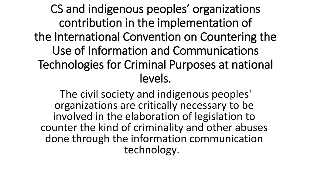 cs and indigenous peoples organizations