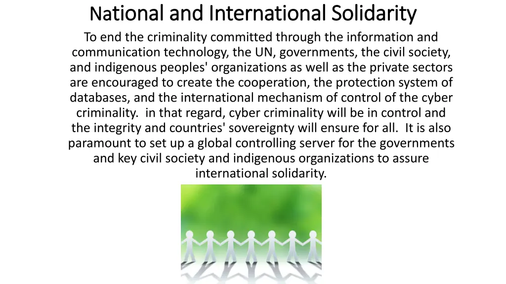 na na tional and international solidarity tional