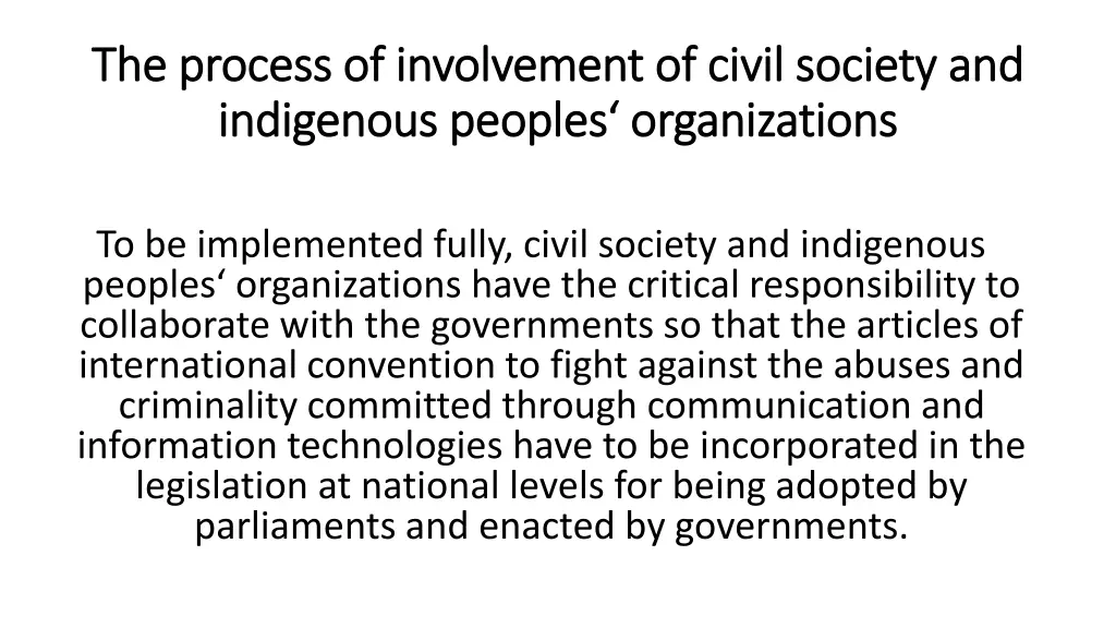 the process of involvement of civil society