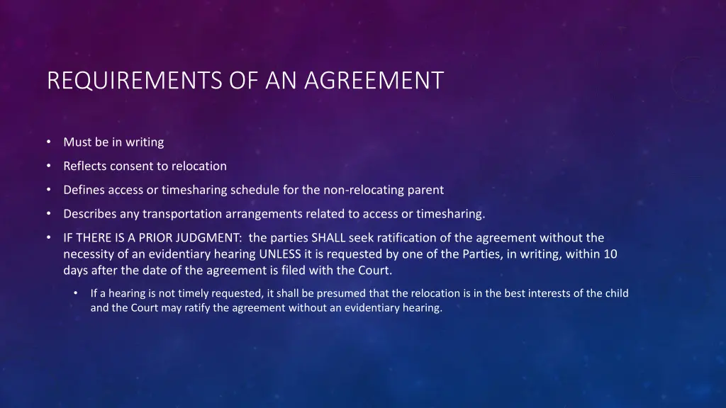 requirements of an agreement