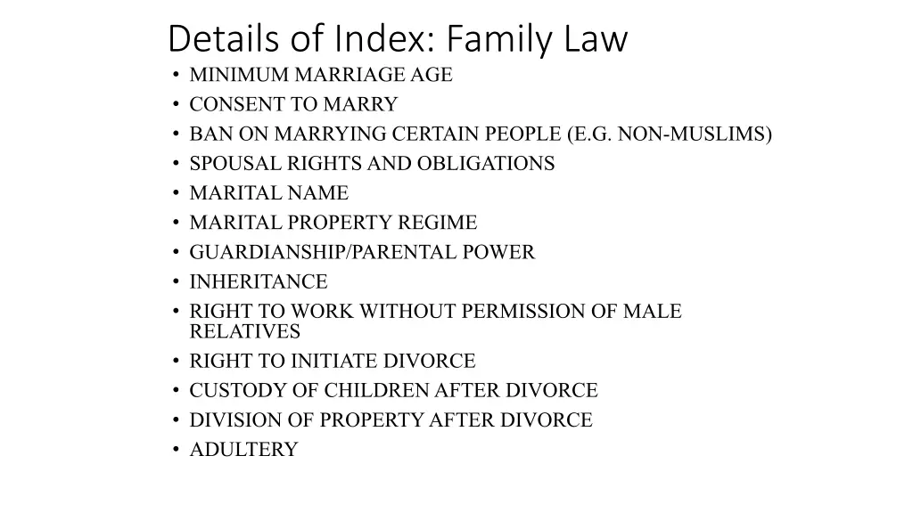 details of index family law minimum marriage