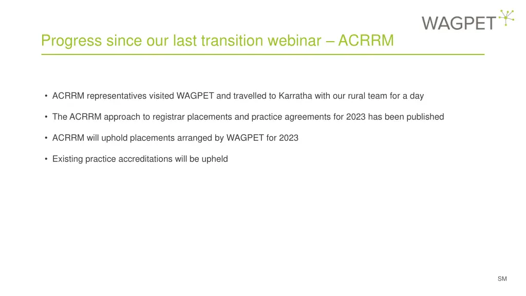 progress since our last transition webinar acrrm