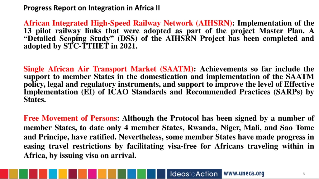 progress report on integration in africa ii