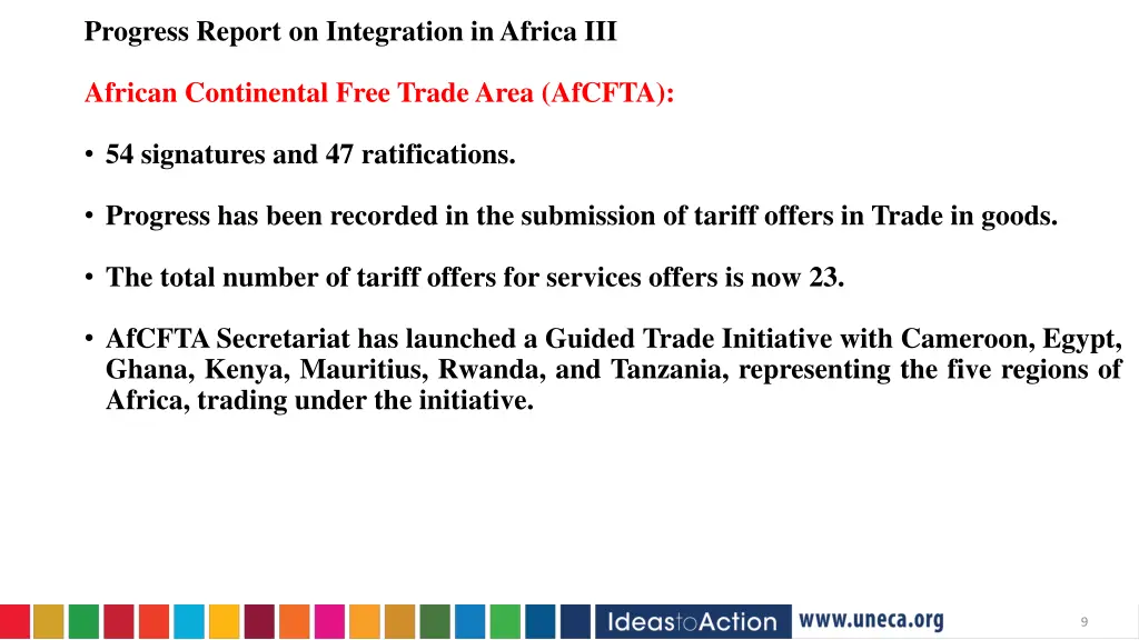 progress report on integration in africa iii