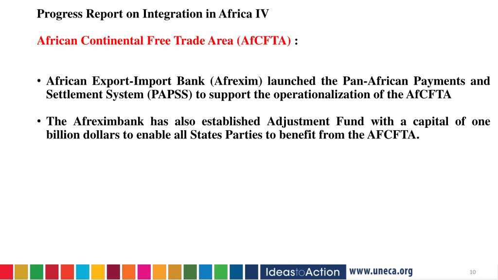 progress report on integration in africa iv