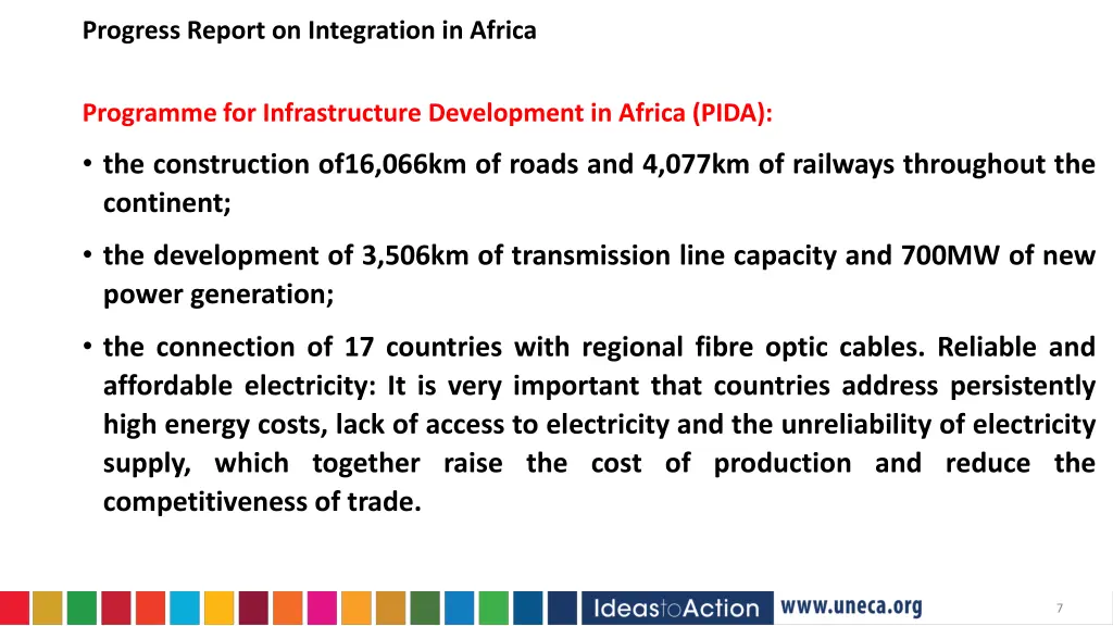 progress report on integration in africa