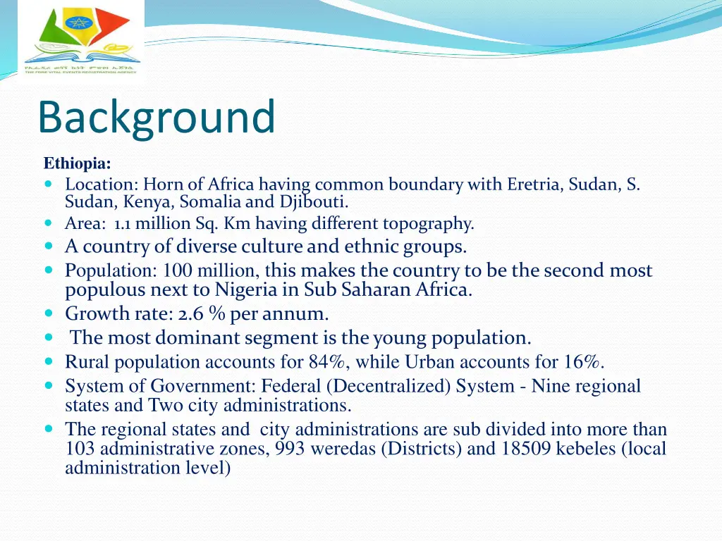 background ethiopia location horn of africa