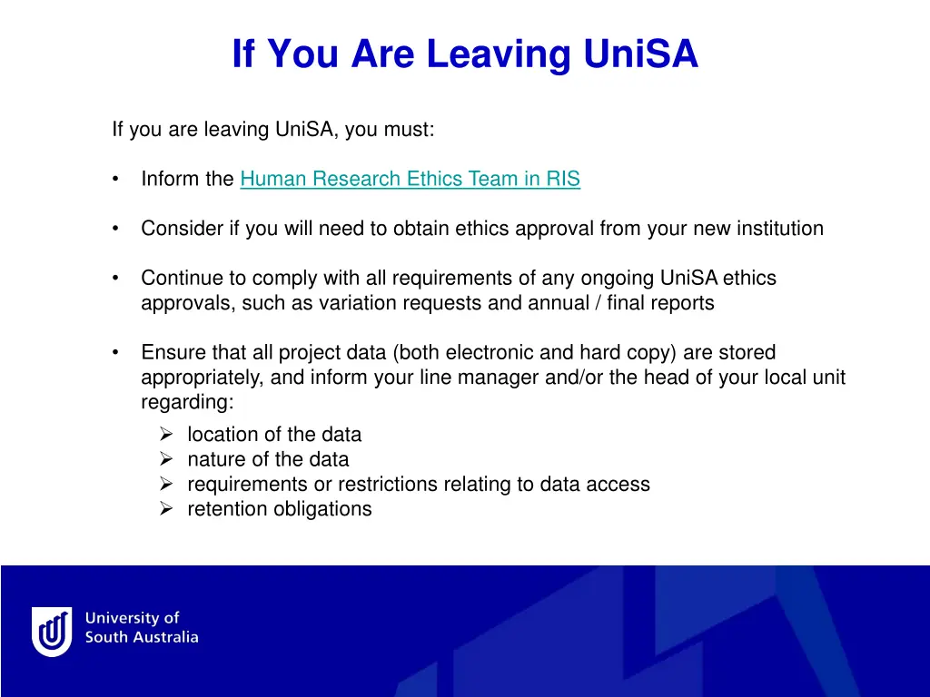 if you are leaving unisa