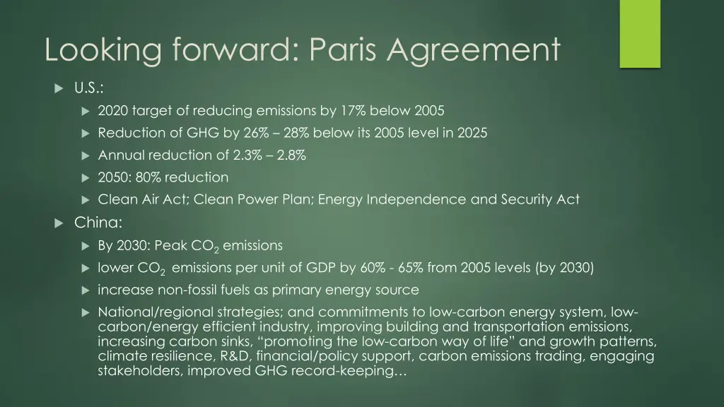 looking forward paris agreement