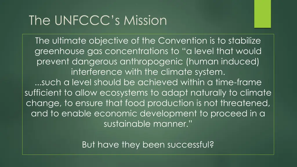 the unfccc s mission