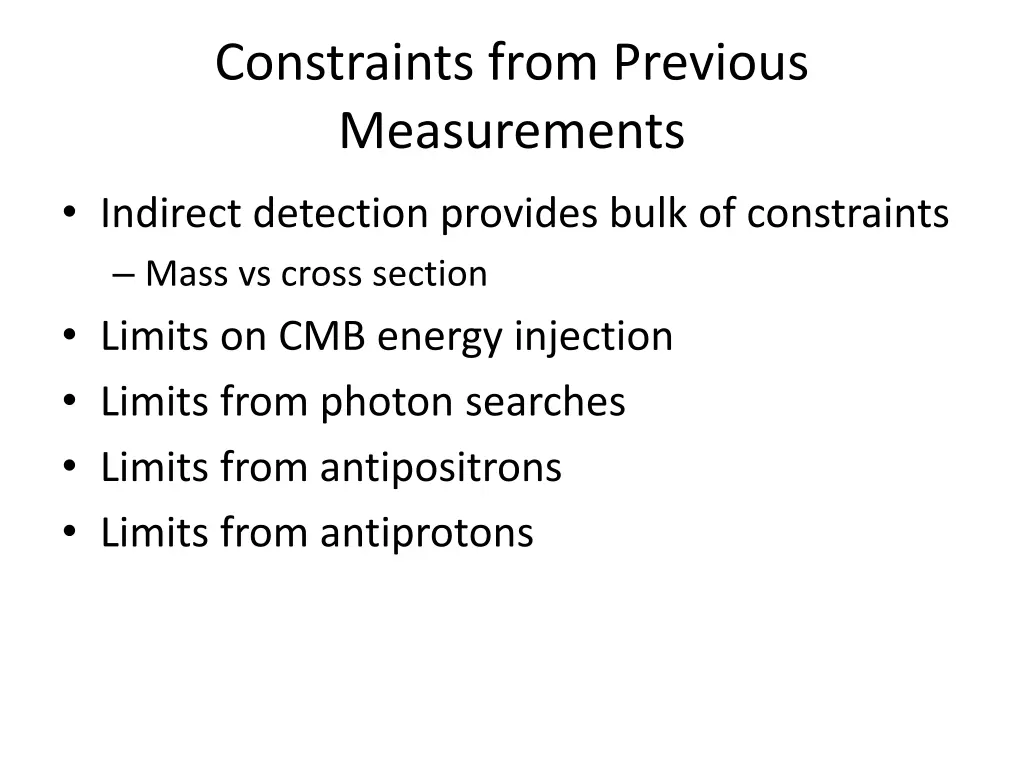 constraints from previous measurements