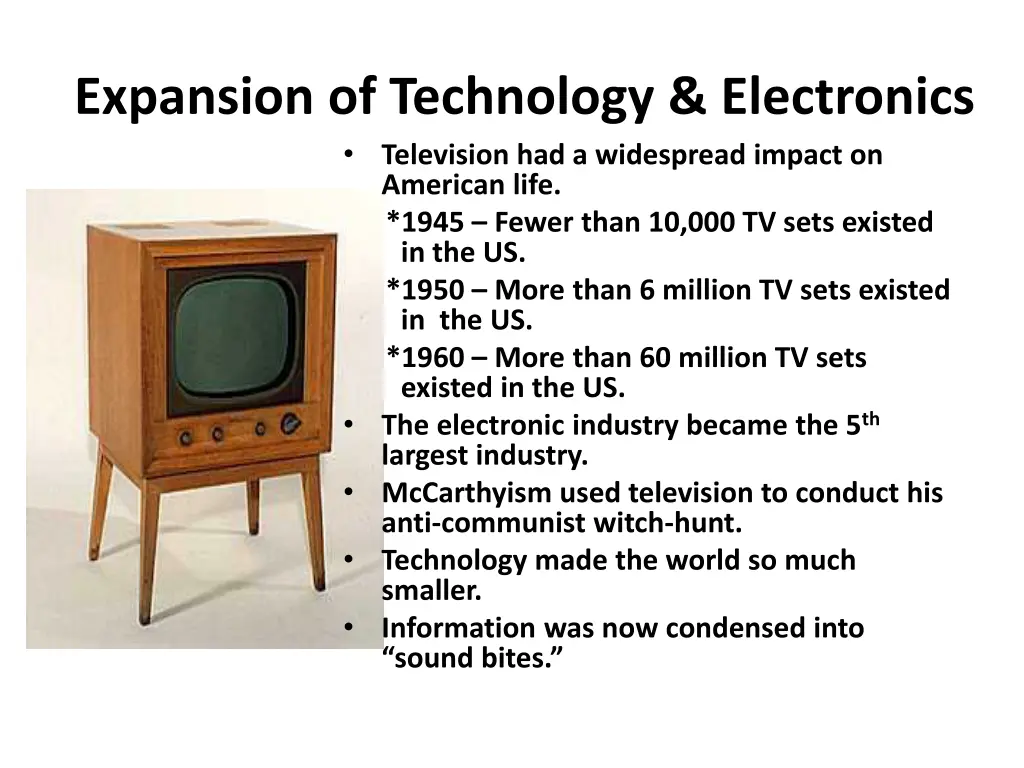 expansion of technology electronics television