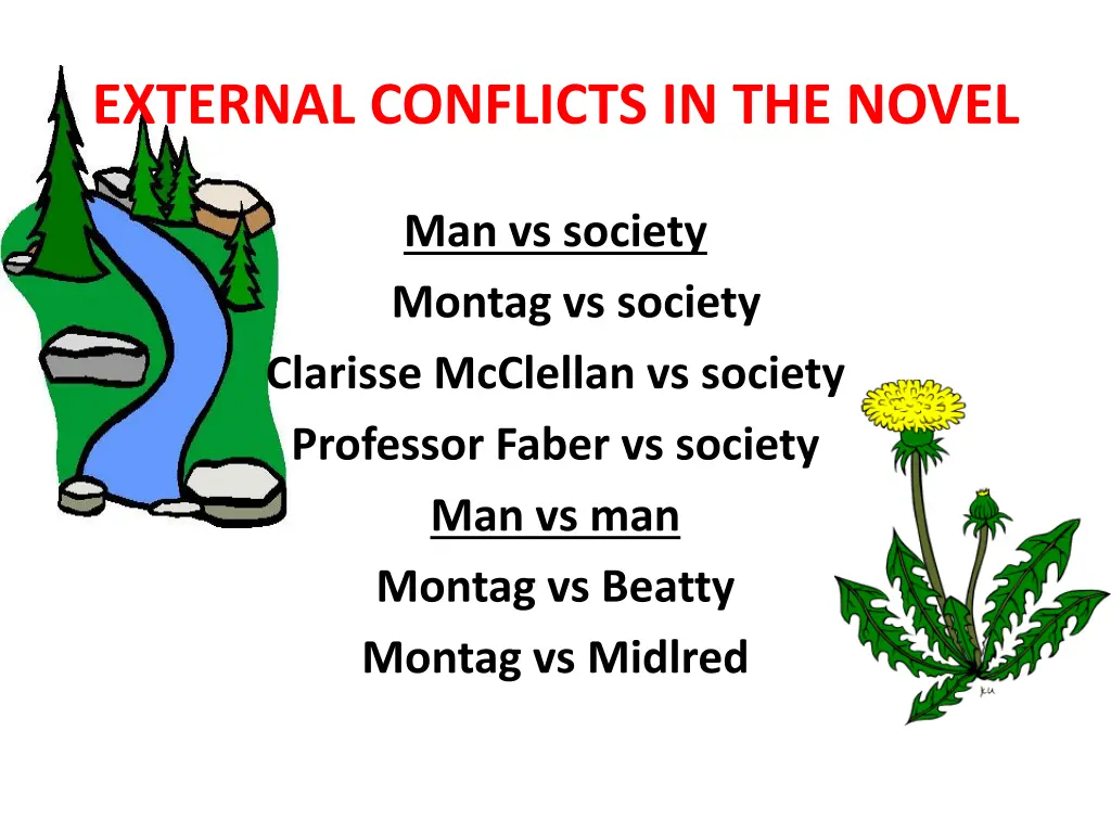 external conflicts in the novel