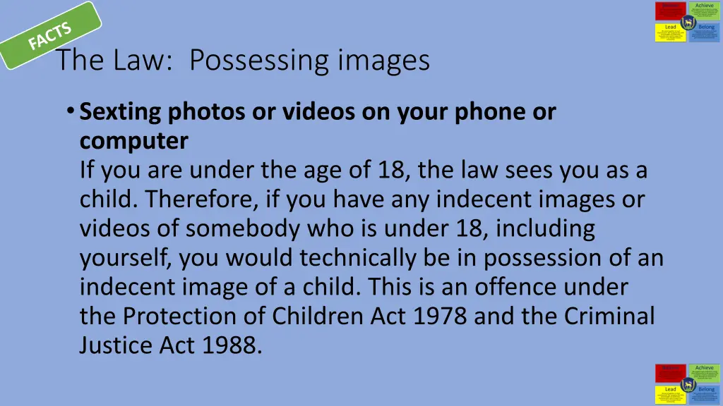 the law possessing images