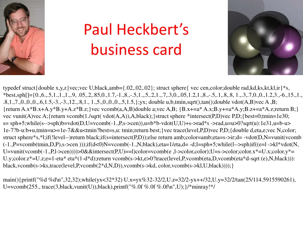 paul heckbert s business card