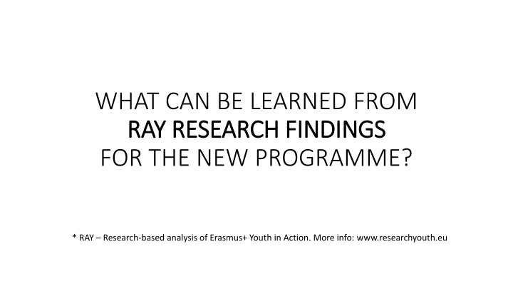 what can be learned from ray research findings